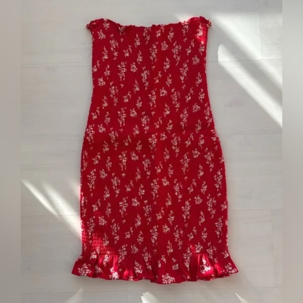 Reformation Red Floral Strapless Dress - Picture 2 of 2